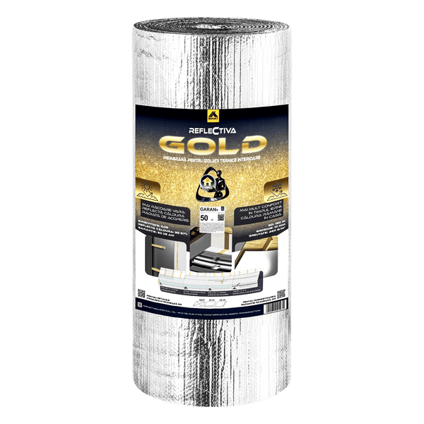 Reflectiva GOLD — folie și membrană termoizolantă reflectivă, barieră de vapori, izolație mansardă, 12 mp - Isoflect Insulation