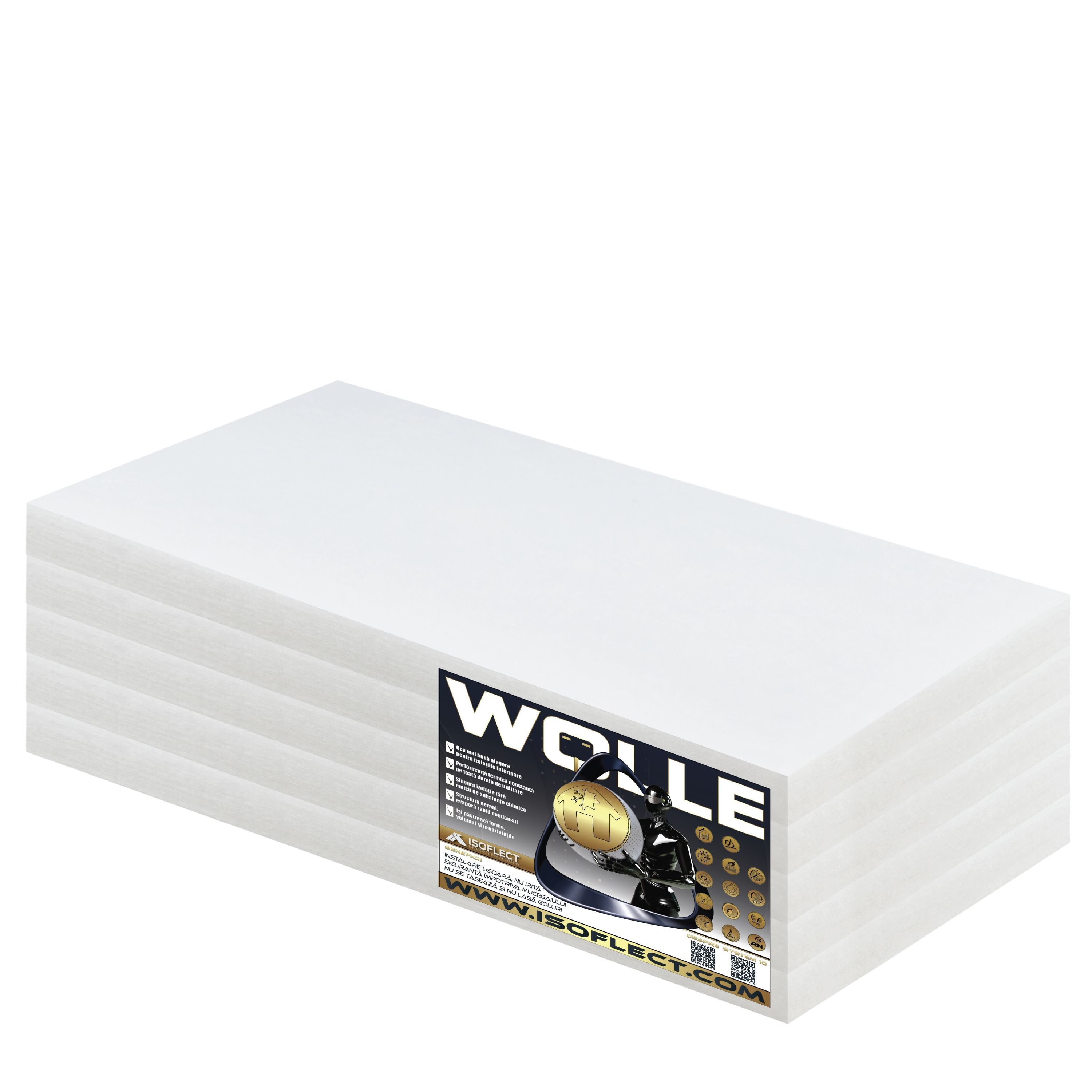 Wolle P2100 Jumbo, grosime 10 cm, pachet 18,95 mp, conductivitate termică Lambda λ = 0,035 W/M2K - Isoflect Insulation