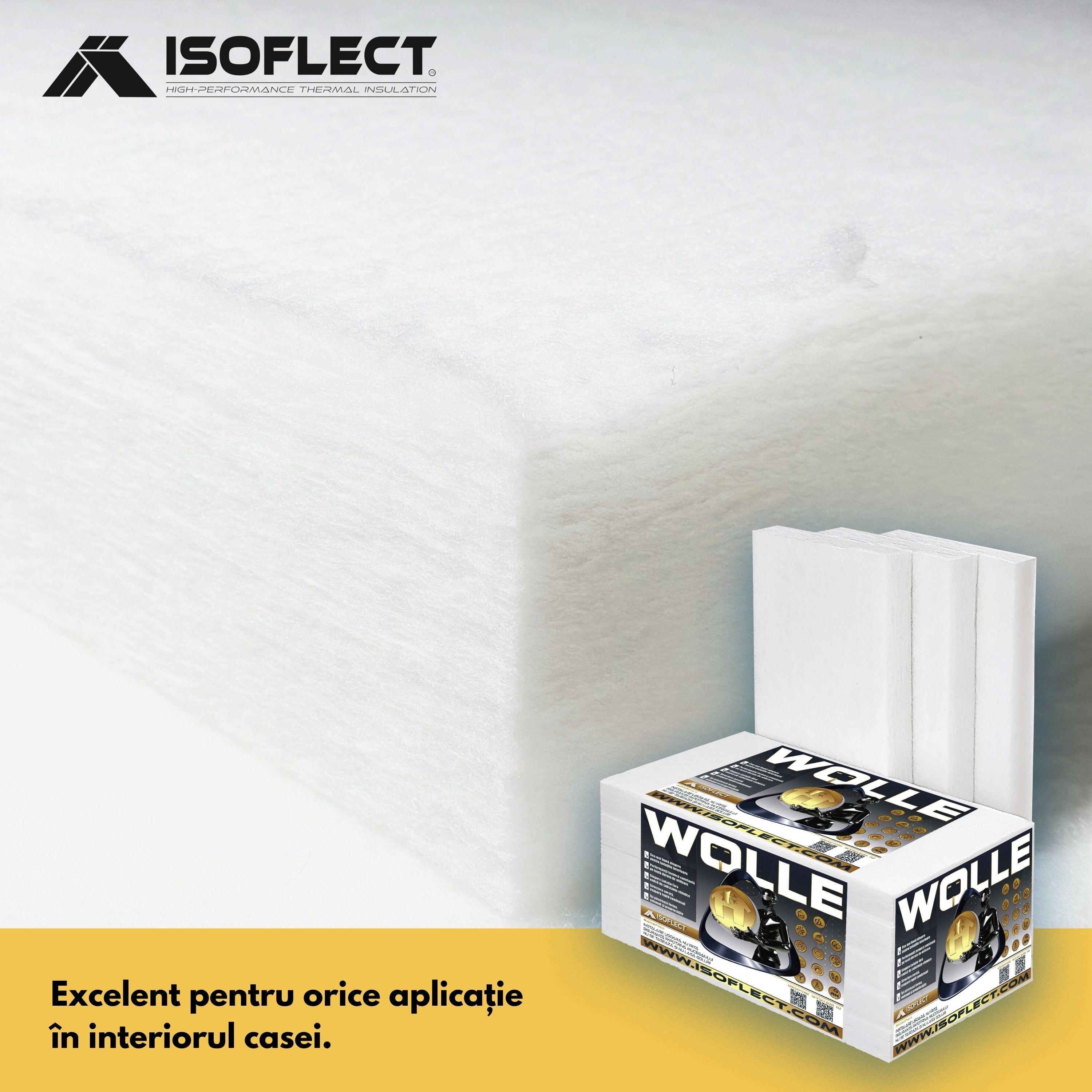 Wolle P800 rolă 12 mp, grosime 5 cm, lățime 1,20 m, conductivitate termică Lambda λ = 0,038 W/M2K - Isoflect Insulation