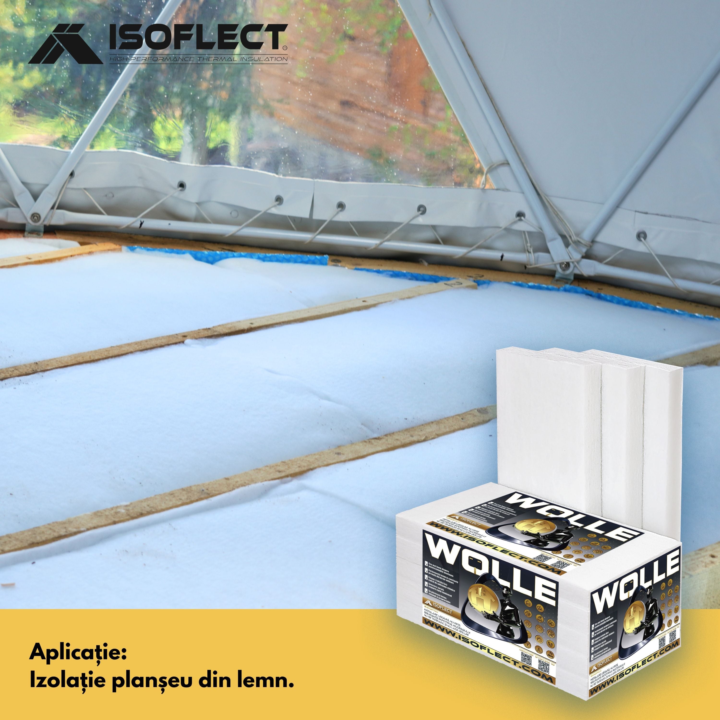 Wolle P800 rolă 12 mp, grosime 5 cm, lățime 1,20 m, conductivitate termică Lambda λ = 0,038 W/M2K - Isoflect Insulation