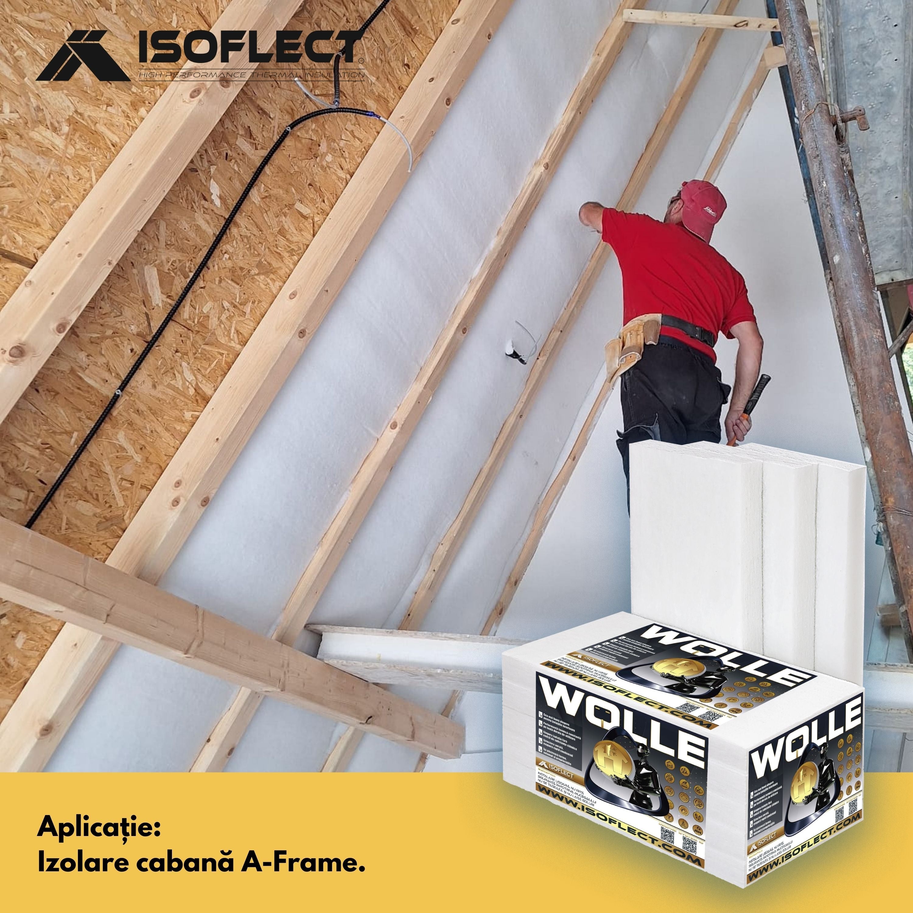 Wolle P800 rolă 12 mp, grosime 5 cm, lățime 1,20 m, conductivitate termică Lambda λ = 0,038 W/M2K - Isoflect Insulation