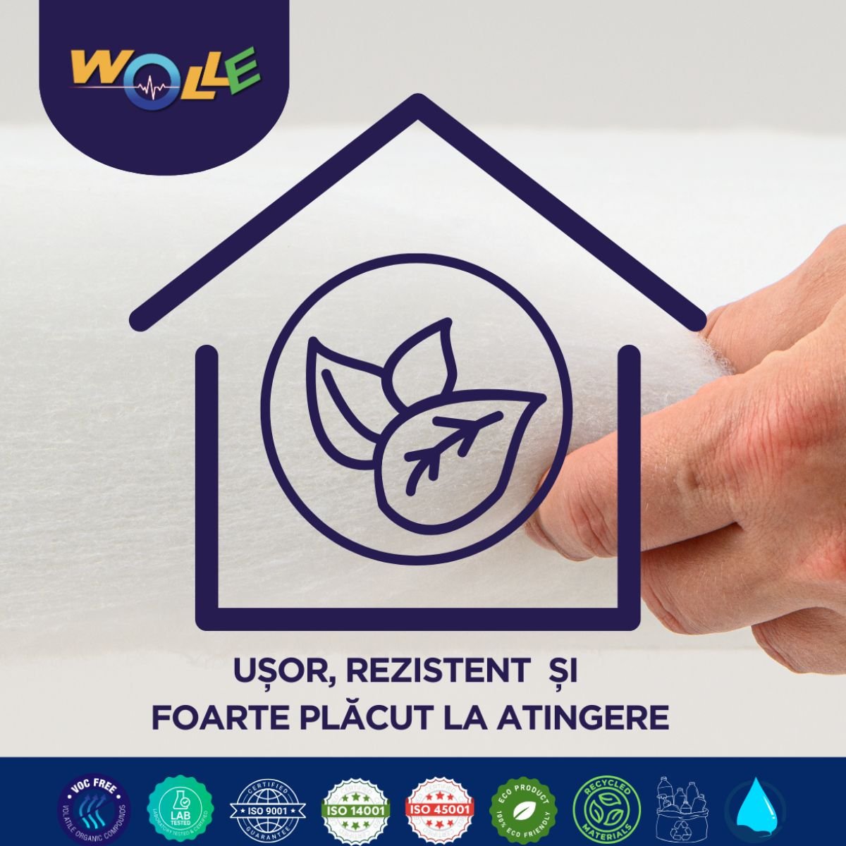 Wolle P800 rolă 6,1 mp, grosime 5 cm, lățime 0,61 m, conductivitate termică Lambda λ = 0,038 W/M2K - Isoflect Insulation