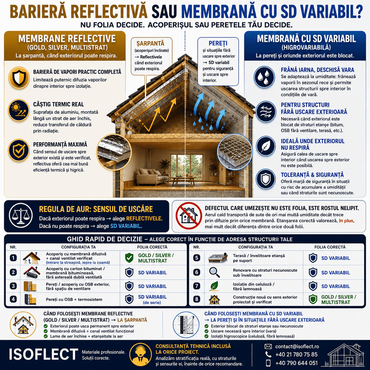 Unde folosești membranele Gold. Silver sau Multistrat și unde cu SD variabil? - Isoflect Insulation