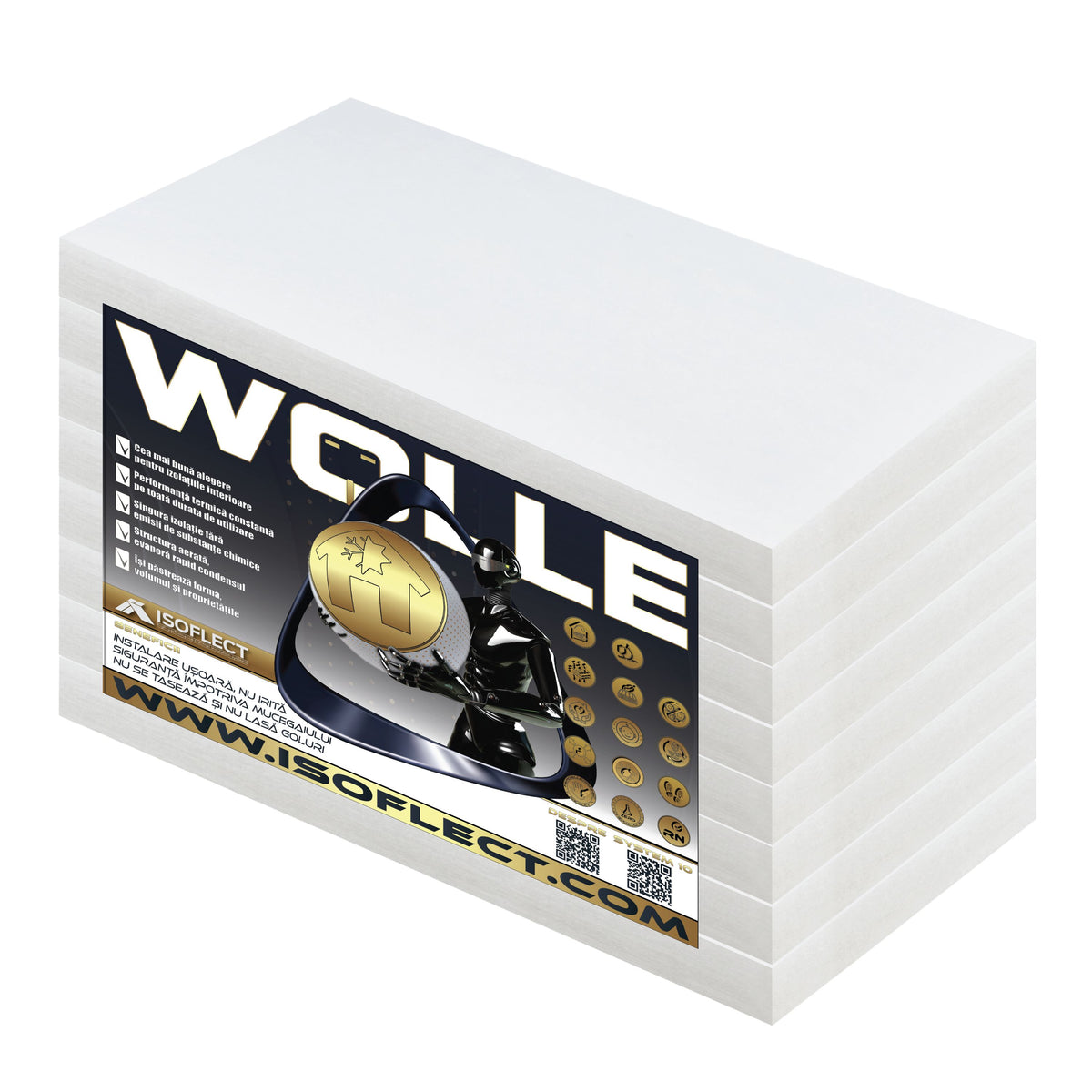 Thermal insulation wool Wolle P1500, 10 cm x 60 cm x 120 cm, Pack of 8 boards - 5.76 sq m