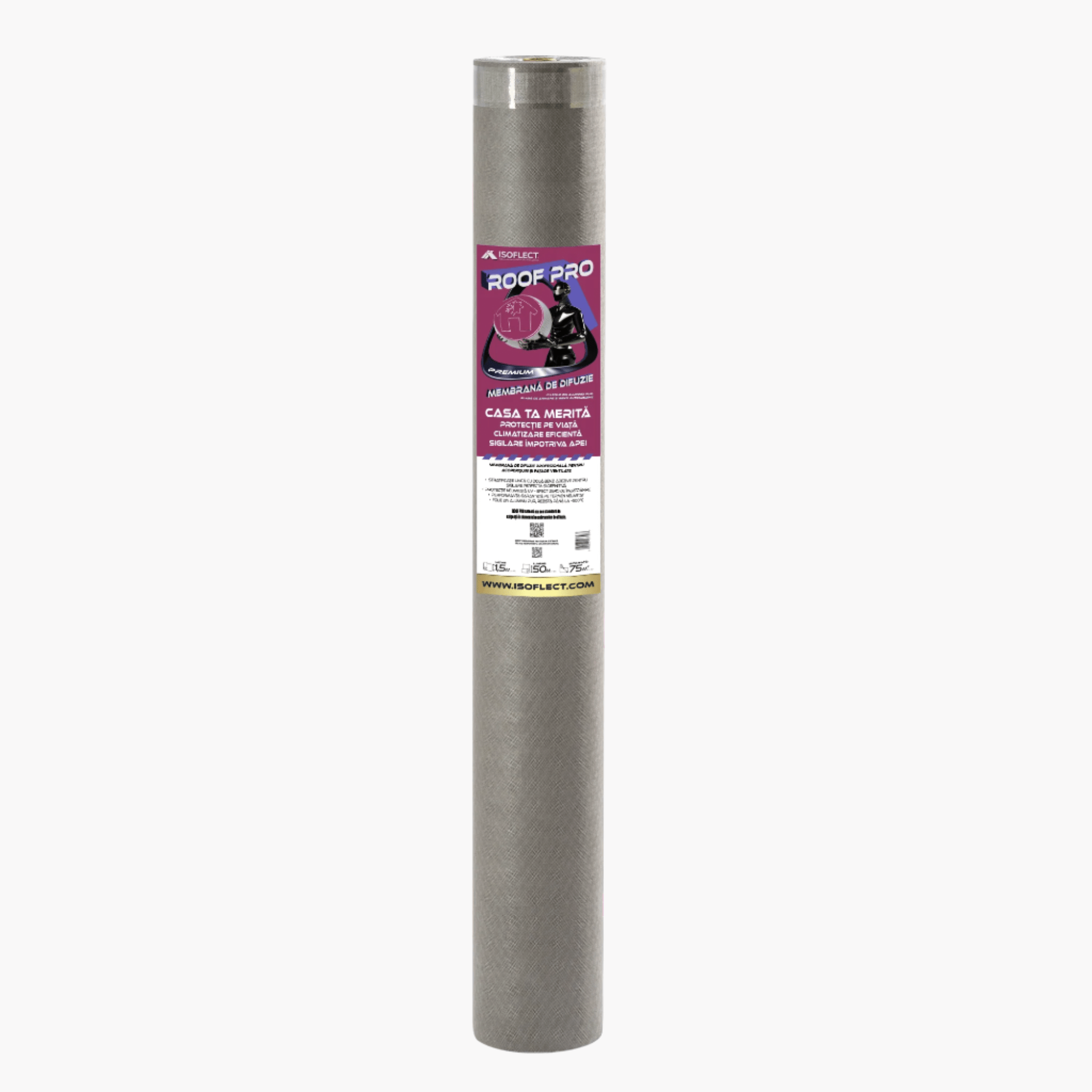 Rolă Isoflect Roof Pro, membrană de difuzie pentru acoperiș cu aluminiu pur și protecție termică
