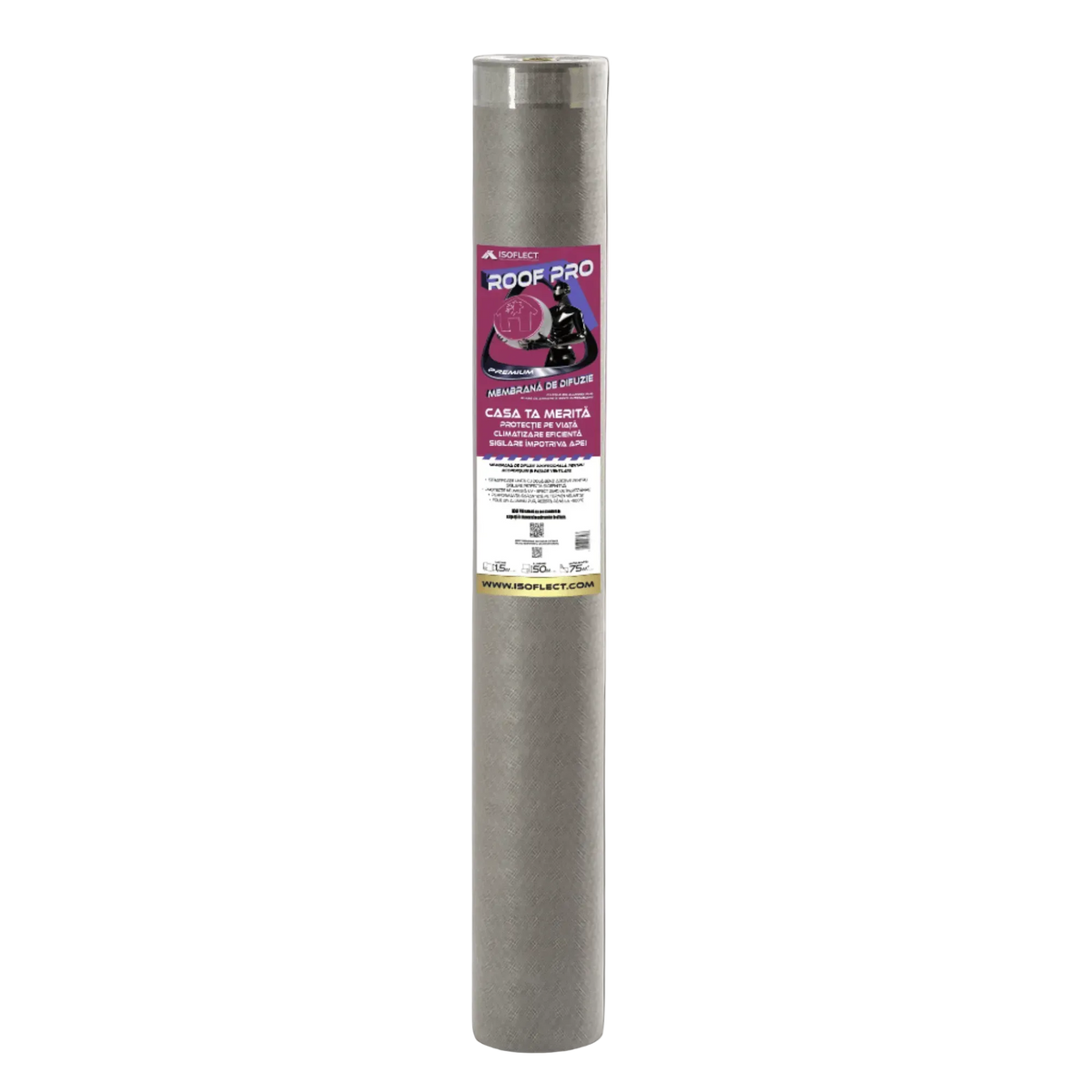 Rolă Isoflect Roof Pro, membrană de difuzie pentru acoperiș cu aluminiu pur și protecție termică