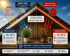 Roof Pro - Folie Acoperiș cu Aluminiu Pur | Membrană Difuzie Anti-Condens | 75 m² - Isoflect Insulation