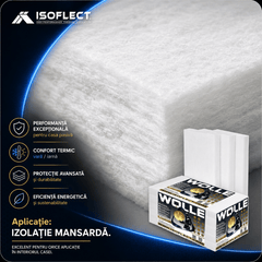 Wolle P2100, grosime 10 cm, pachet 5,856 mp, conductivitate termică Lambda λ = 0,035 W/M2K - Isoflect Insulation