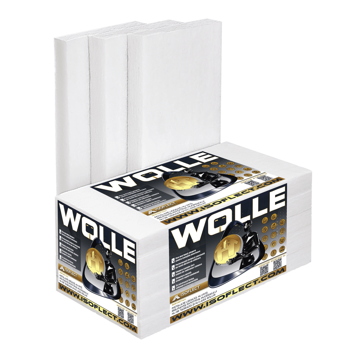 Wolle P2100, grosime 10 cm, pachet 5,856 mp, conductivitate termică Lambda λ = 0,035 W/M2K - Isoflect Insulation