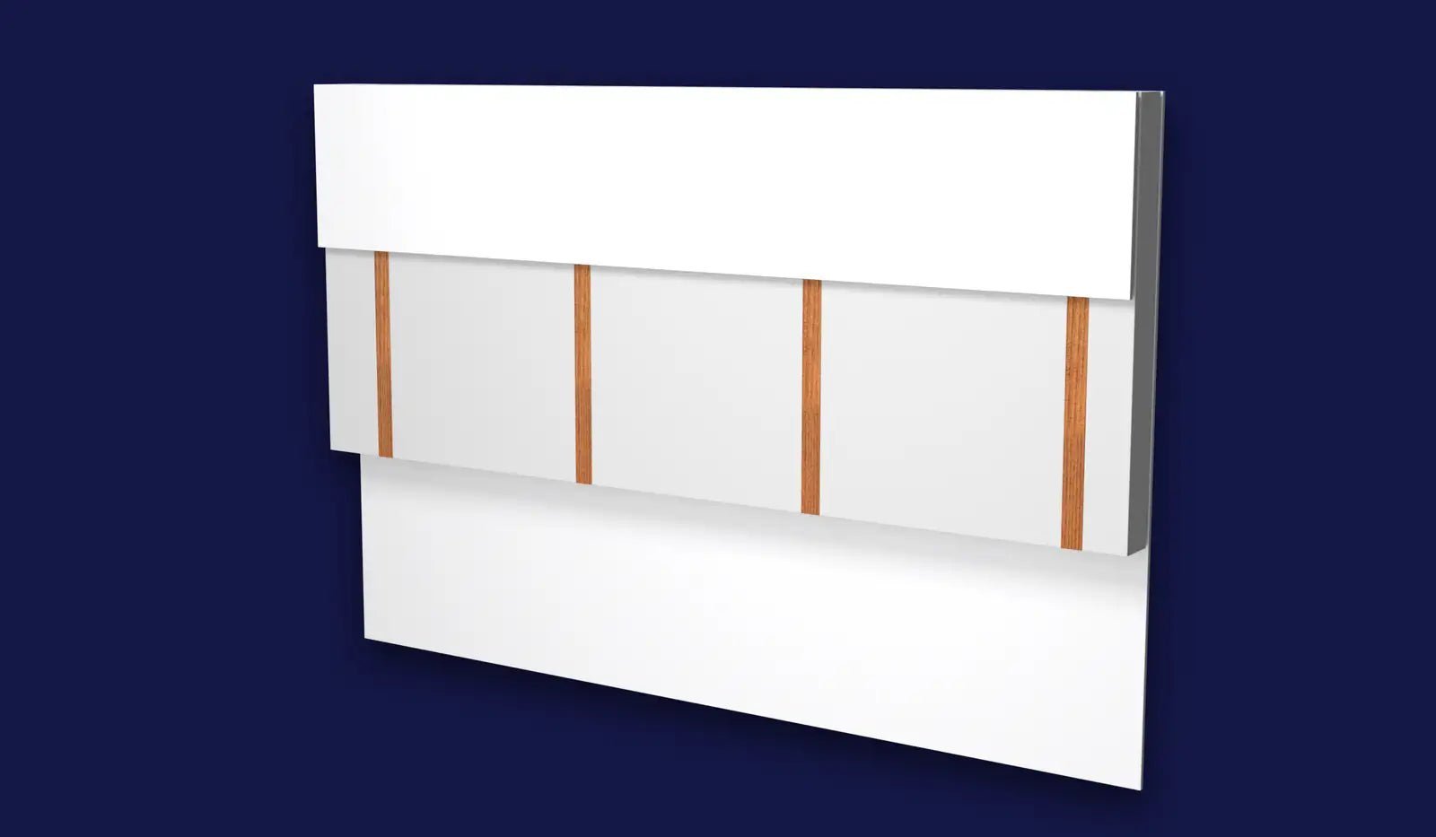 Pereți de compartimentare — 3D — Gips-carton; pentru izolare fonică mai bună, două plăci de gips-carton fonic, Fibră termoizolantă Wolle între montanți, Gips-carton; pentru izolare fonică mai bună, două plăci de gips-carton fonic